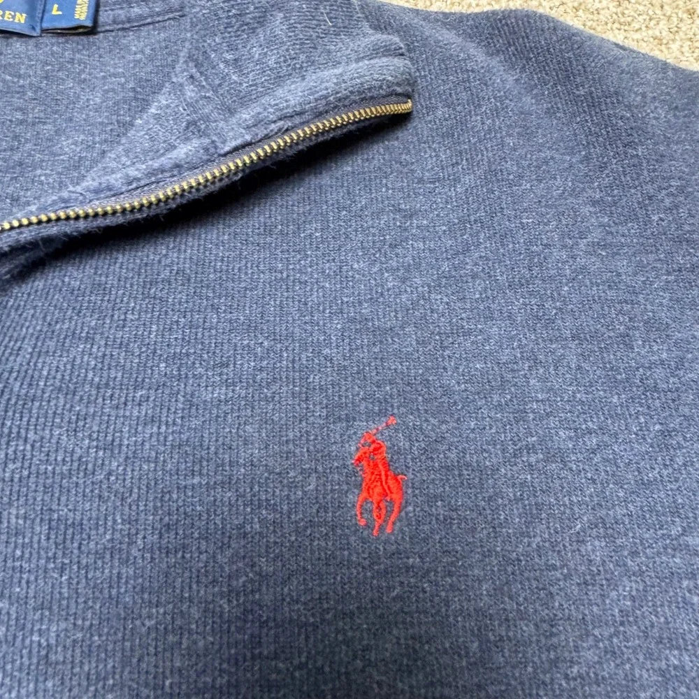 Polo Ralph Lauren Men's 1/4 Zip Pullover Sweatshirt Blue Size L Preppy